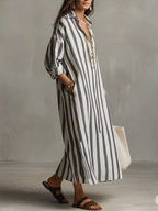 Vestido casual a rayas de estilo bohemio