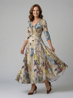 Vestido Midi con Escote Cruzado