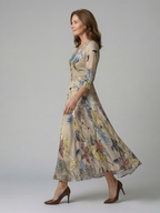 Vestido Midi con Escote Cruzado