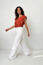 Blusa de Algodón con Volantes Bordados