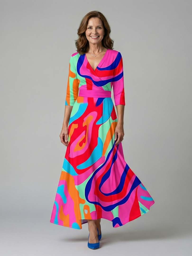 Vestido Midi con Escote Cruzado