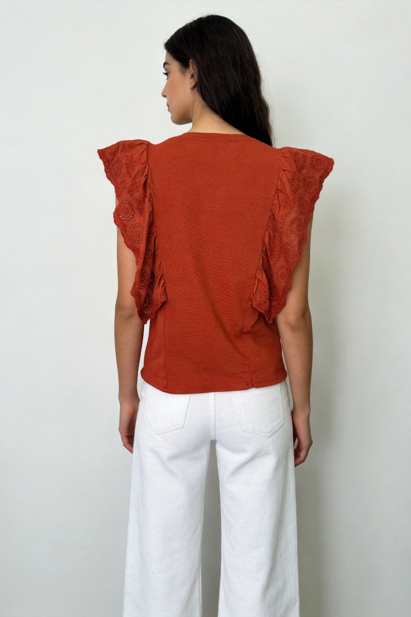 Blusa de Algodón con Volantes Bordados