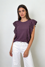 Blusa de Algodón con Volantes Bordados