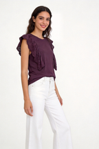 Blusa de Algodón con Volantes Bordados