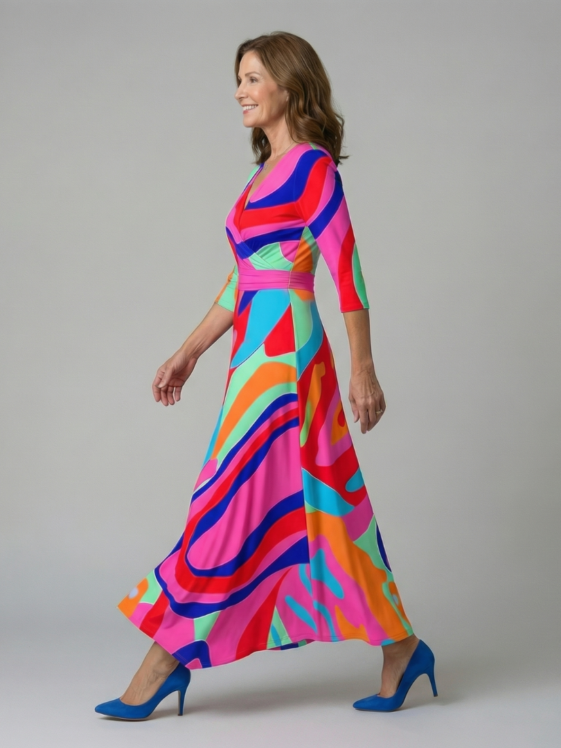 Vestido Midi con Escote Cruzado