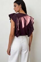 Blusa de Algodón con Volantes Bordados