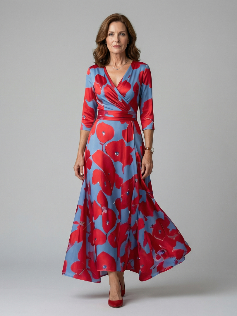 Vestido Midi con Escote Cruzado
