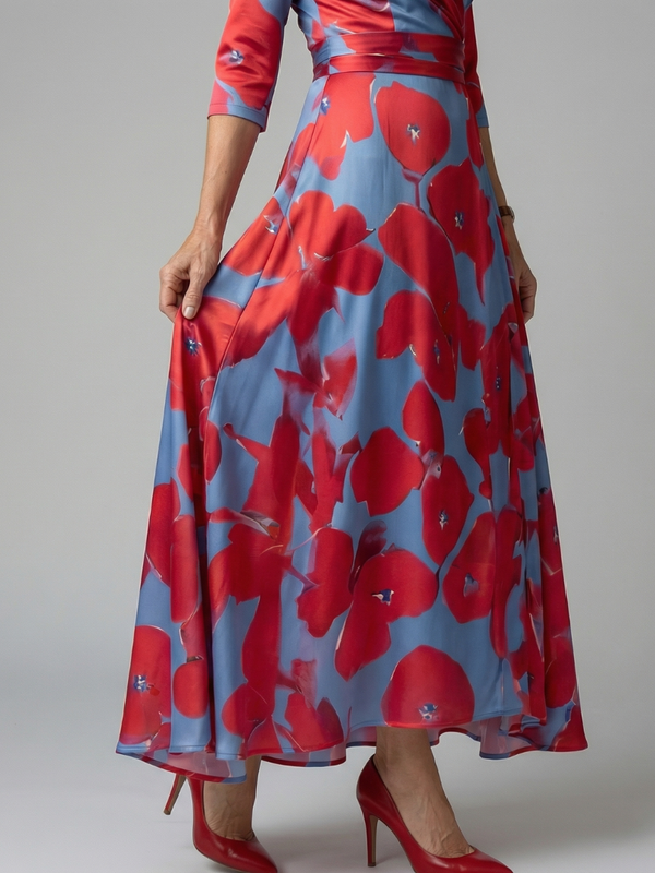 Vestido Midi con Escote Cruzado