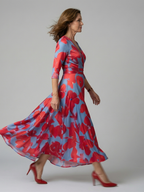 Vestido Midi con Escote Cruzado