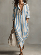 Vestido casual a rayas de estilo bohemio