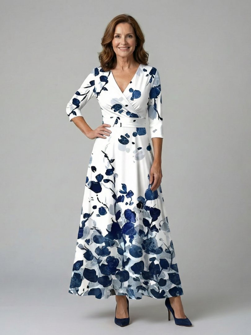 Vestido Midi con Escote Cruzado