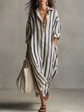 Vestido casual a rayas de estilo bohemio
