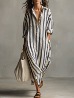 Vestido casual a rayas de estilo bohemio