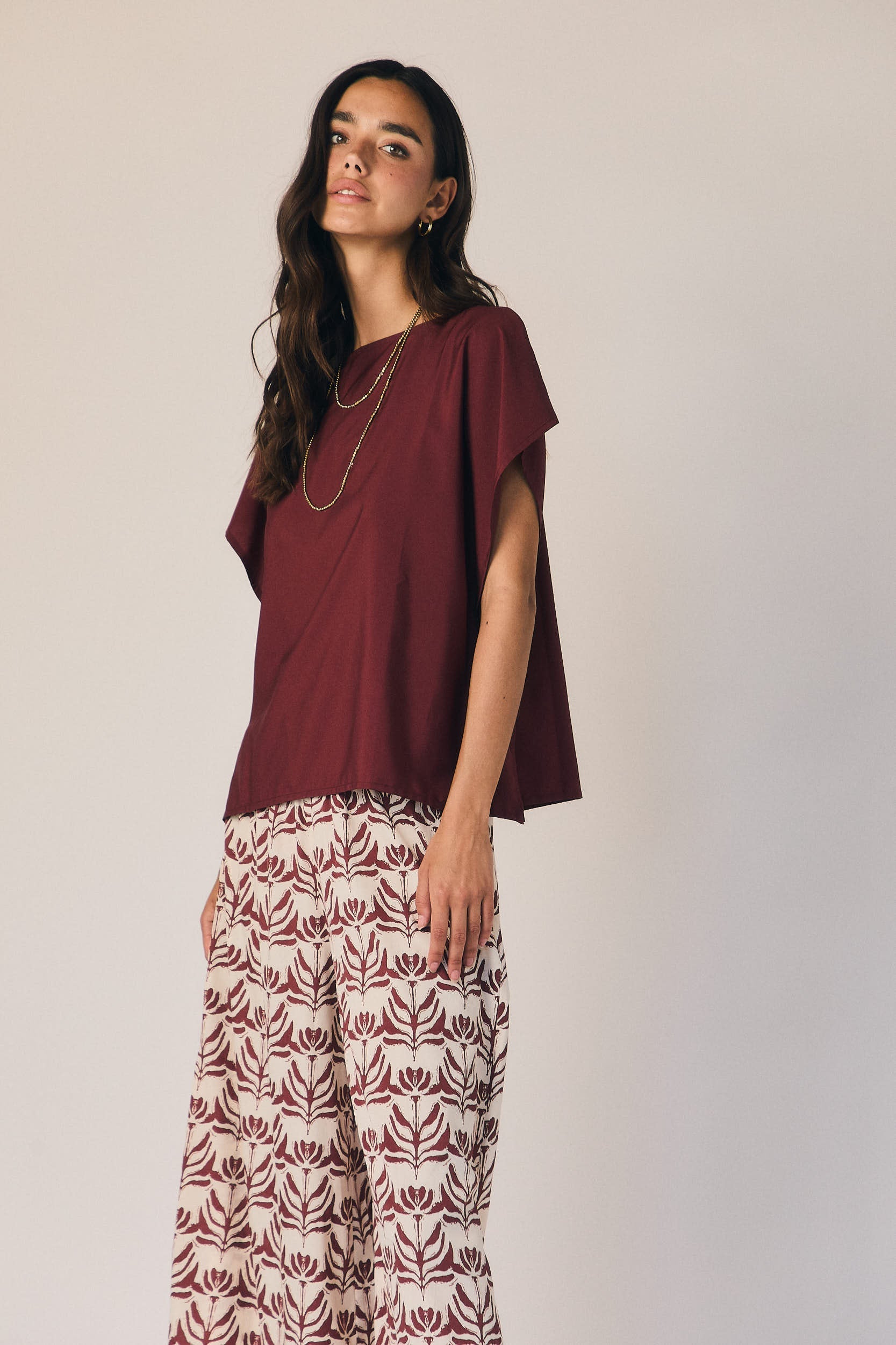 Blusa fluida efecto pañuelo Pepe rosa