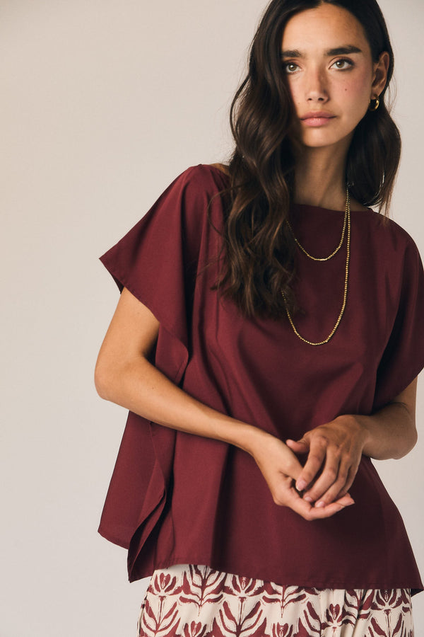 Blusa fluida efecto pañuelo Pepe rosa