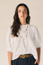 Blusa encaje jaretas blanco