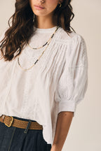Blusa encaje jaretas blanco