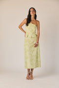 Falda midi con flores en relieve
