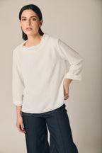 Blusa cuello chimenea blanco