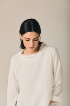 Blusa cuello chimenea blanco