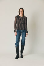 Blusa fina de capas marrón