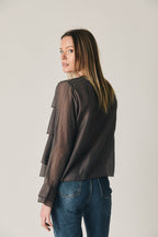 Blusa fina de capas marrón