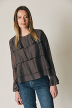 Blusa fina de capas marrón