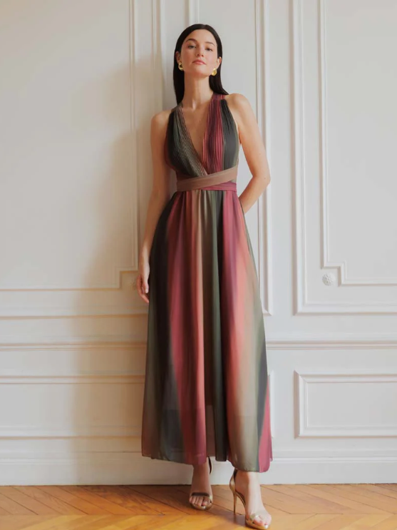 Vestido Largo Multiposición Terracota Degradado Elegance