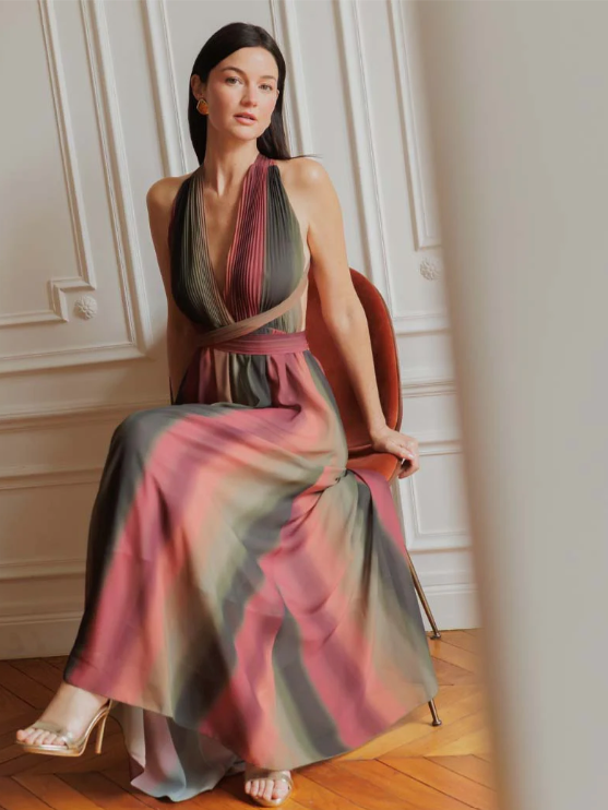 Vestido Largo Multiposición Terracota Degradado Elegance
