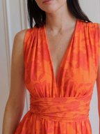 Vestido Largo Naranja Floral Multiposición