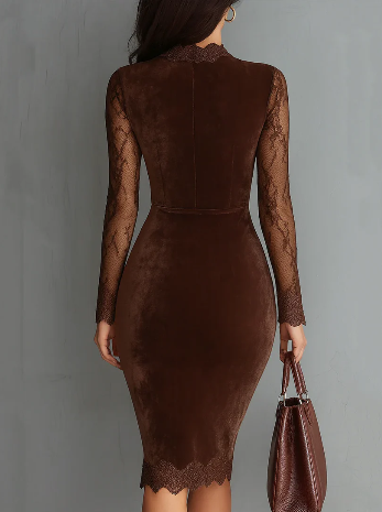 Aurélia™ | Minivestido de Terciopelo con Mangas de Encaje
