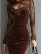 Aurélia™ | Minivestido de Terciopelo con Mangas de Encaje