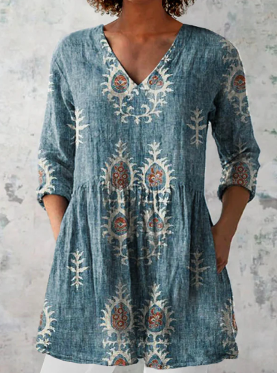Blusa Larga Elise con Escote en V