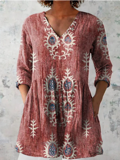 Blusa Larga Elise con Escote en V