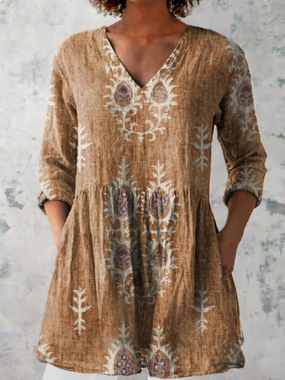 Blusa Larga Elise con Escote en V