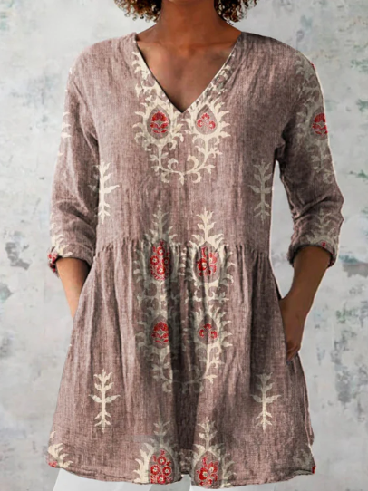 Blusa Larga Elise con Escote en V