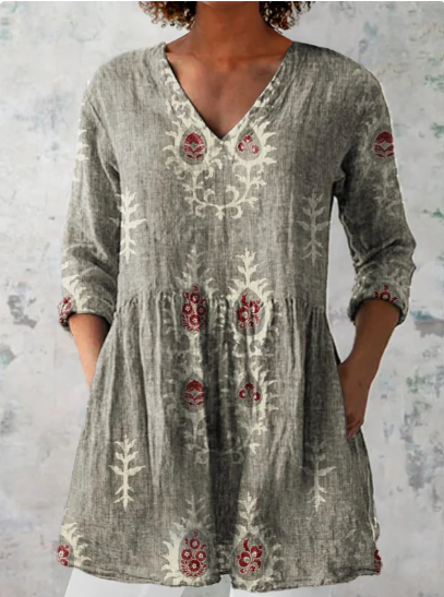 Blusa Larga Elise con Escote en V