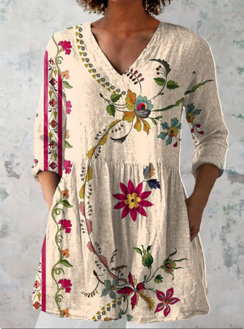 Blusa Larga Clara con Escote en V