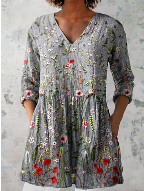 Blusa Larga Amelie con Escote en V