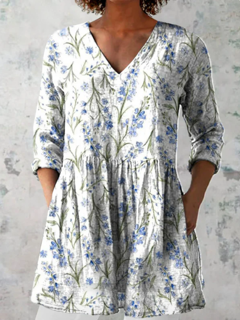 Blusa Larga Jeanne con Escote en V