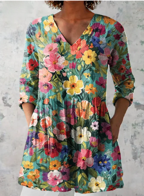 Blusa Larga Nora con Escote en V