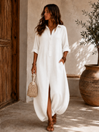 Soline™ | Vestido Maxi Largo con Botones