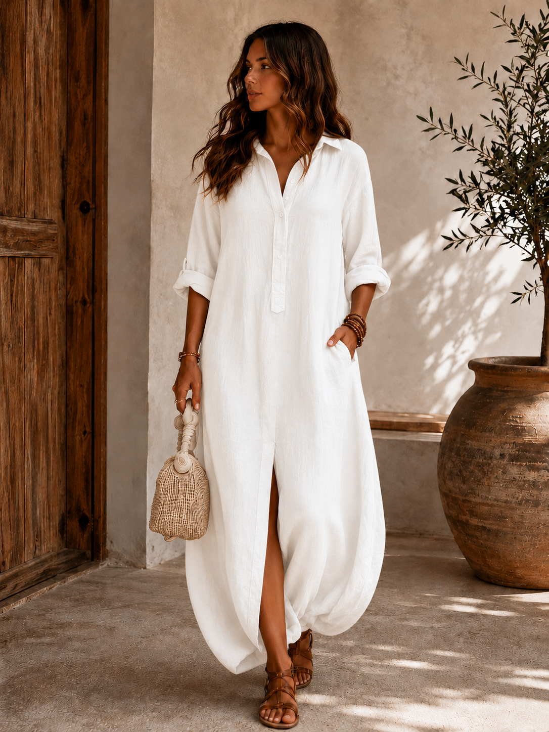 Soline™ | Vestido Maxi Largo con Botones