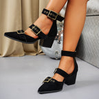 Vivienne | Tacones de ante con hebillas vintage