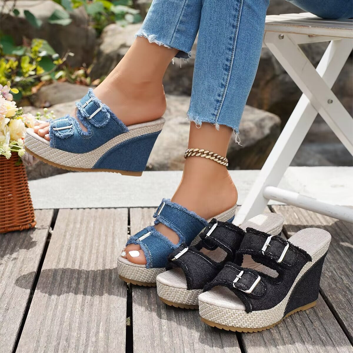 Sandalias de Cuña Elara Denim