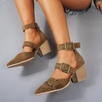 Vivienne | Tacones de ante con hebillas vintage