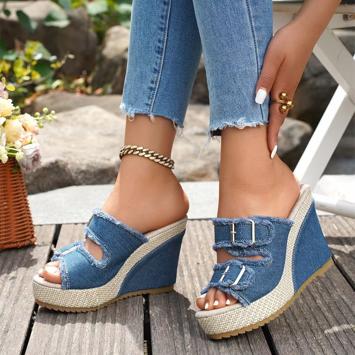 Sandalias de Cuña Elara Denim
