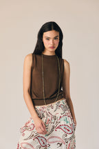 Pantalón fluido con estampado paisley