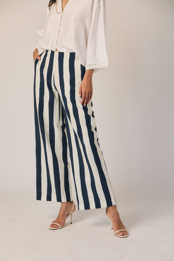 Pantalón fluido de rayas marineras