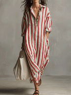 Vestido casual a rayas de estilo bohemio